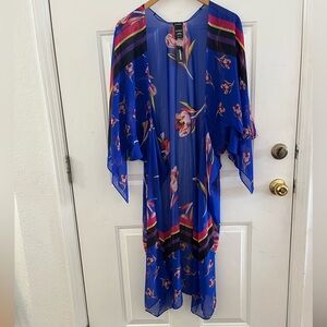 Express Woman's Summer/Beach Blue Floral Kimono/Duster One Size